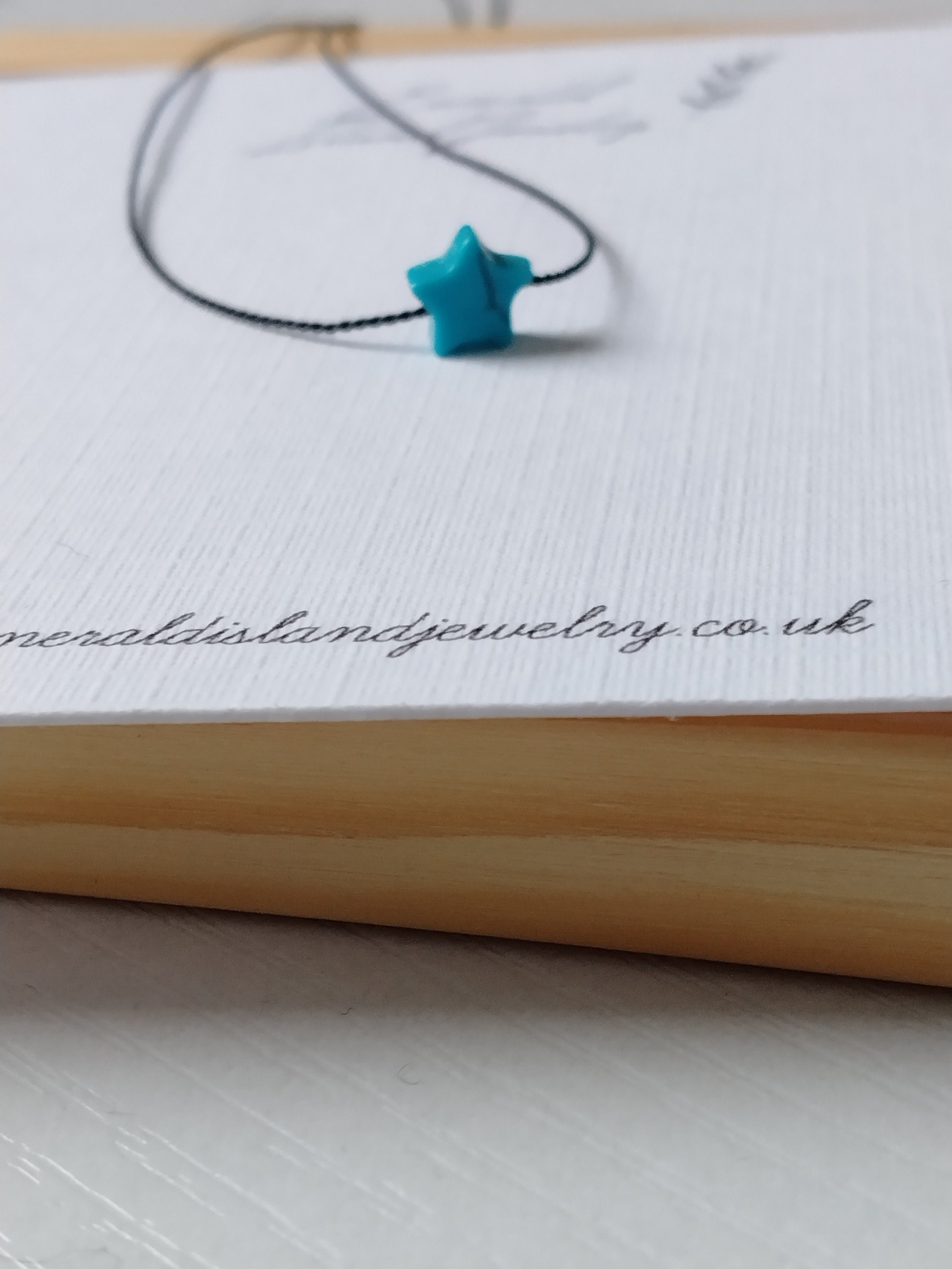 Blue Star Necklace Turquoise Howlite Star Howlite Star Pendant Mothers Day Gift Holistic Jewellery Black Cord Necklace