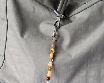 Small Neutral Earthy Mismatch Stones Beaded Bag Charm Keychain