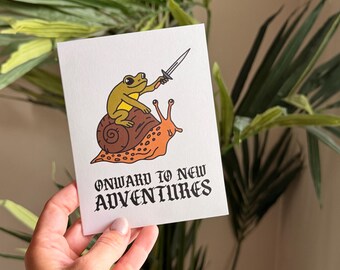 New Adventures (blank) Frog Snail Congrats Greeting Card