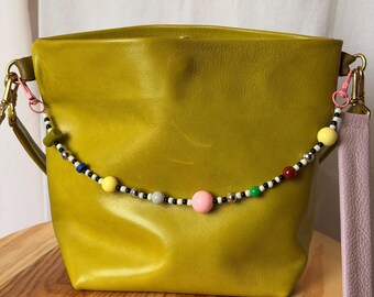 Multicolor Disco Ball Beads Modern Mini Pink Double Clasp Bag Strap