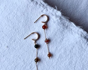 SUMMER DUSK dainty bead chain gold hoop modern earrings