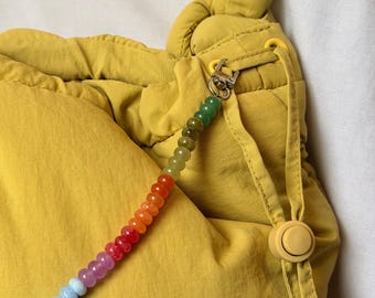 Multicolor Rainbow Beads Modern Long Double Clasp Bag Strap