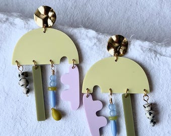 SUMMER DUSK multicolor charmed modern acrylic statement earrings