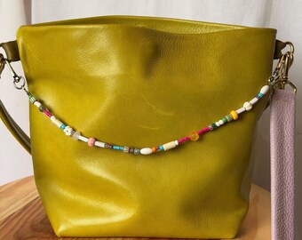 Multicolor Random Beads Modern Mini Silver Double Clasp Bag Strap