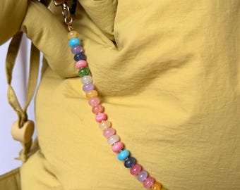 Multicolor Fairy Princess Beads Modern Long Double Clasp Bag Strap
