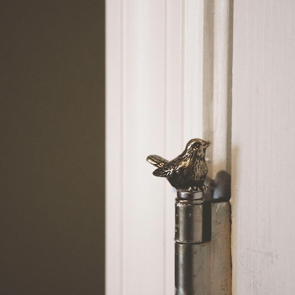 Miniature Solid Brass Bird Magnetic Hinge Topper