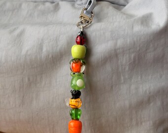 Medium in the Garden Modern Glass Beaded Bag Charm Keychain