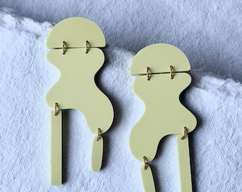 SUMMER DUSK pastel chartreuse modern acrylic statement earrings