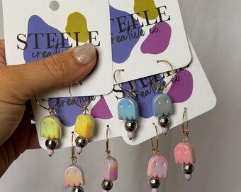 Spooky Pastel Ghost Hoop Earrings