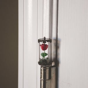 Miniature Glass Brass Rose Jar Magnetic Hinge Topper