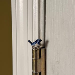 Miniature Tiny Blue Porcelain Ceramic Bird Magnetic Hinge Topper