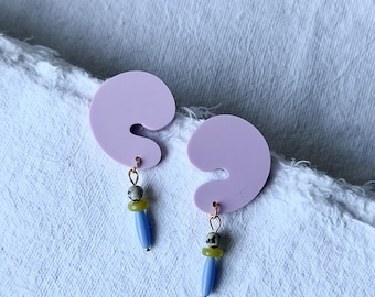 SUMMER DUSK swirl beaded modern acrylic statement earrings