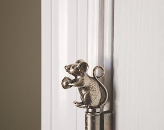 Miniature Solid Brass Mouse Magnetic Hinge Topper