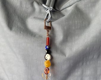 Small Yin Yang Pepper Butterfly Beaded Bag Charm Keychain