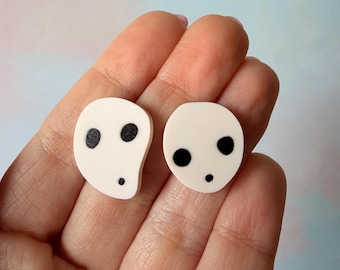Modern Acrylic Resin Coated Kodoma Forest Spirit Earring Studs