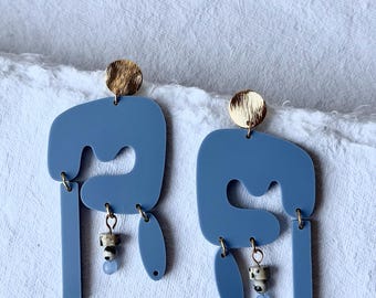 SUMMER DUSK blue modern acrylic statement earrings
