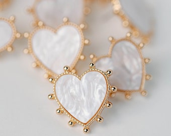 Gold Studded Pink Tortoise Heart Earrings