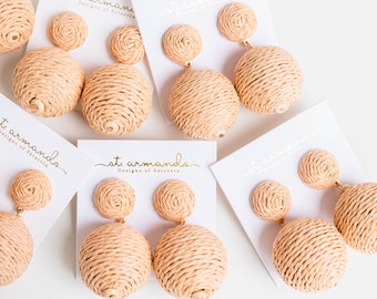 Natural Lido Pom Pom Statement Earrings
