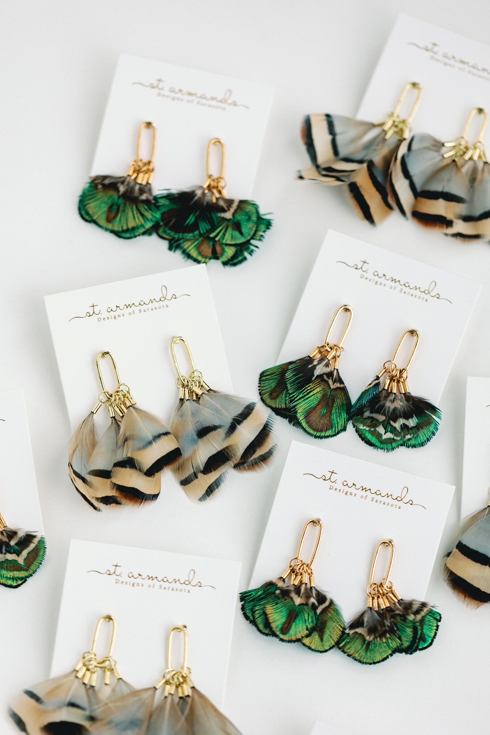 Spotted Feather Fall Statement Tassel Earrings