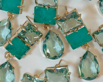 Amalfi Turquoise Ombre Gem Drop Statement Earrings