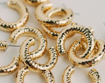 Hammered Gold Vintage Style Hoop Earrings