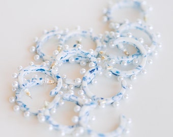 Blue and White Pearl Hoops