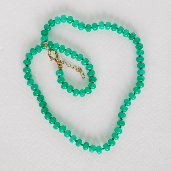 18" Genuine Jade Beaded Candy Statement Necklace