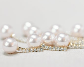 Small Swingy Pearl and Diamond Drops