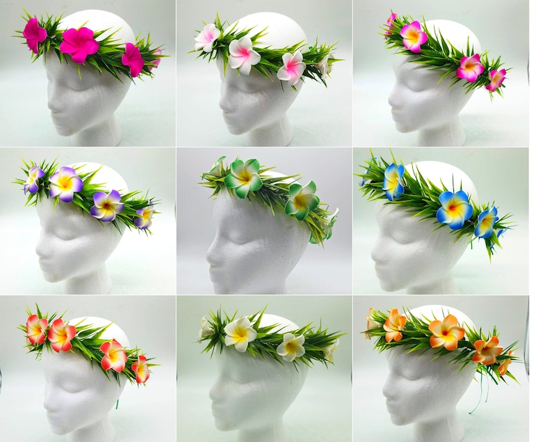Twotone Delicate Hawaiian Plumeria Flower Crown Lei Etsy