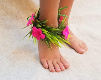 Plumeria Ankle Lei ( Kupe'e ) Set (2 count) - Custom Flower Color- for Dance Costume, wedding, special occasion