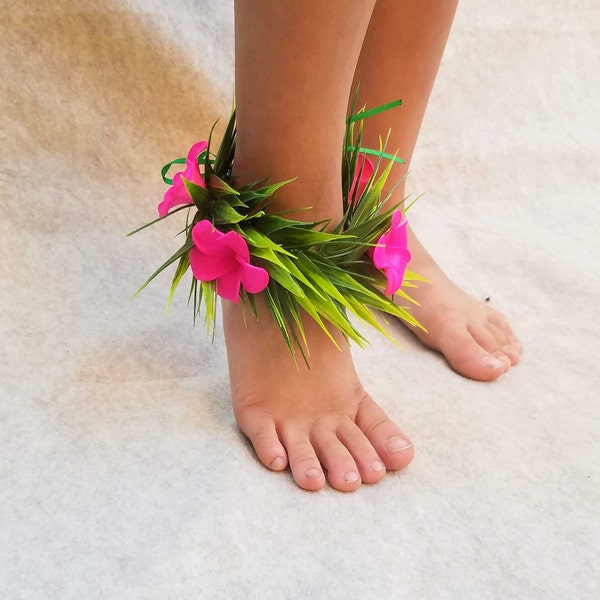 Plumeria Ankle Lei ( Kupe'e ) Set (2 count) - Custom Flower Color- for Dance Costume, wedding, special occasion