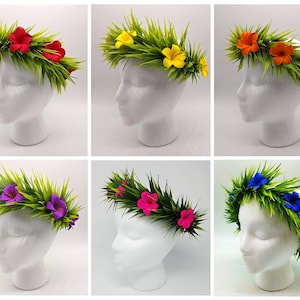 Hand Painted Premium Hawaiian Plumeria Flower Crown Lei