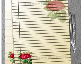 printable writing paper vintage christmas holly border old etsy
