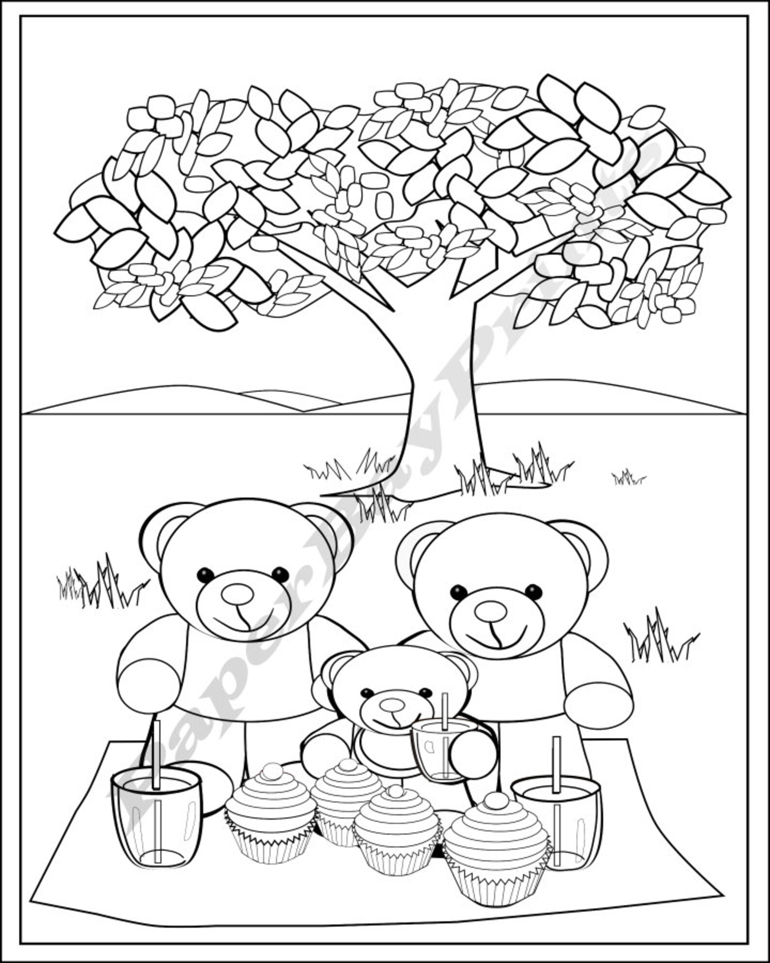 Teddy Bear Picnic Coloring Page Coloring Pages for Kids. Etsy