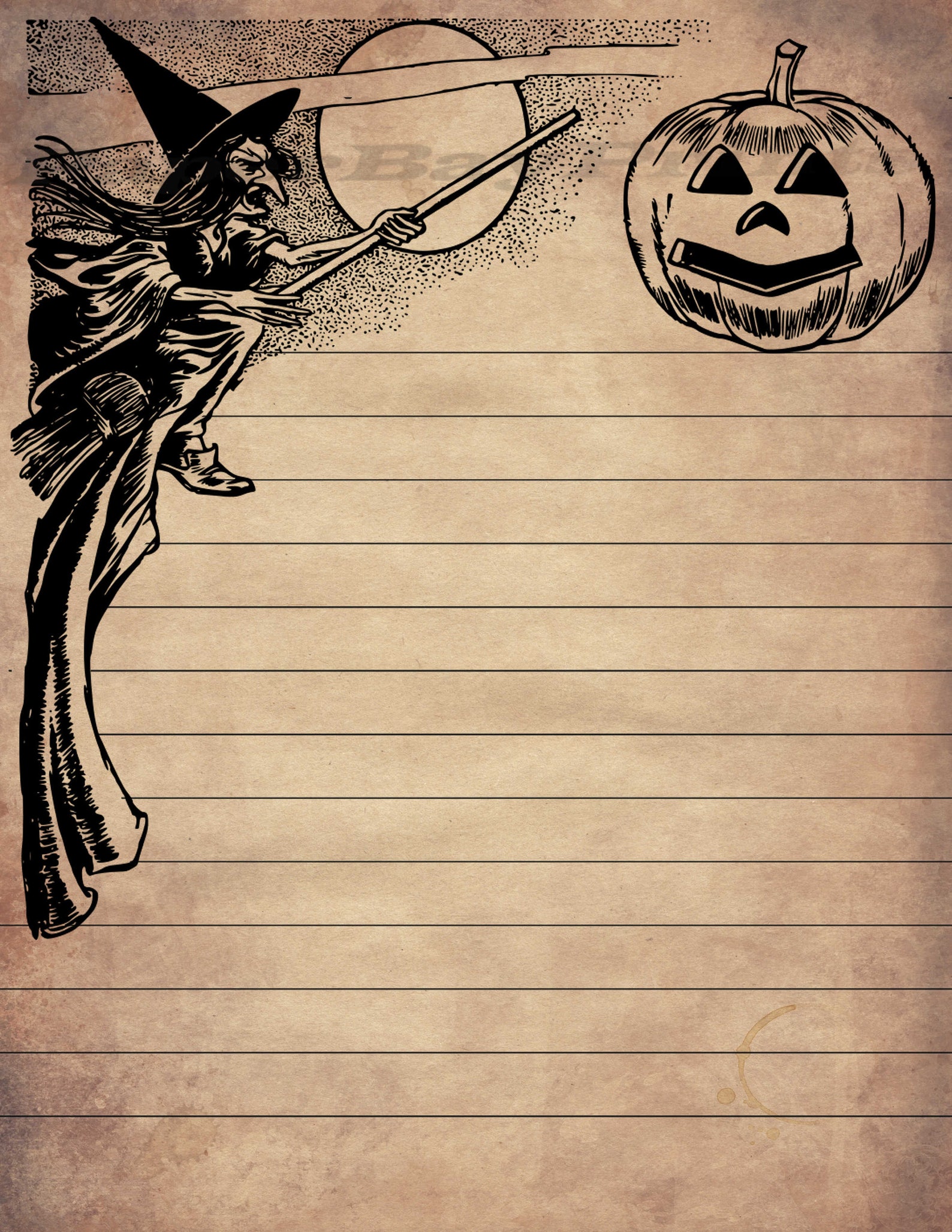 Printable Halloween Themed Writing Paper Halloween Writing Etsy