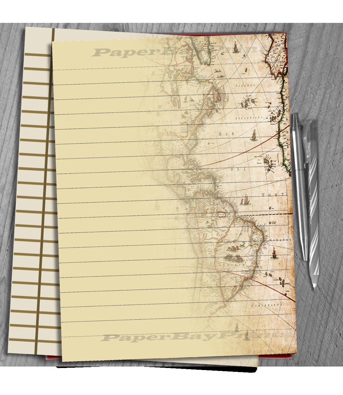 printable writing paper vintage map paper scrapbook paper etsy