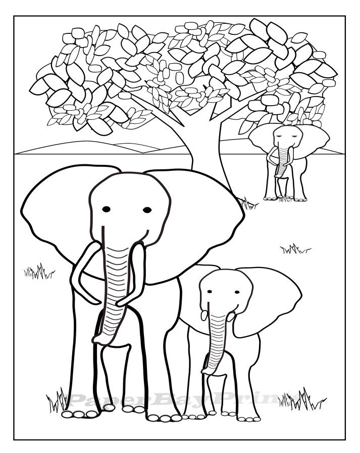 Colorear Para Imprimible Dibujo Página Etsy Niños Elefante qw8I6xUn