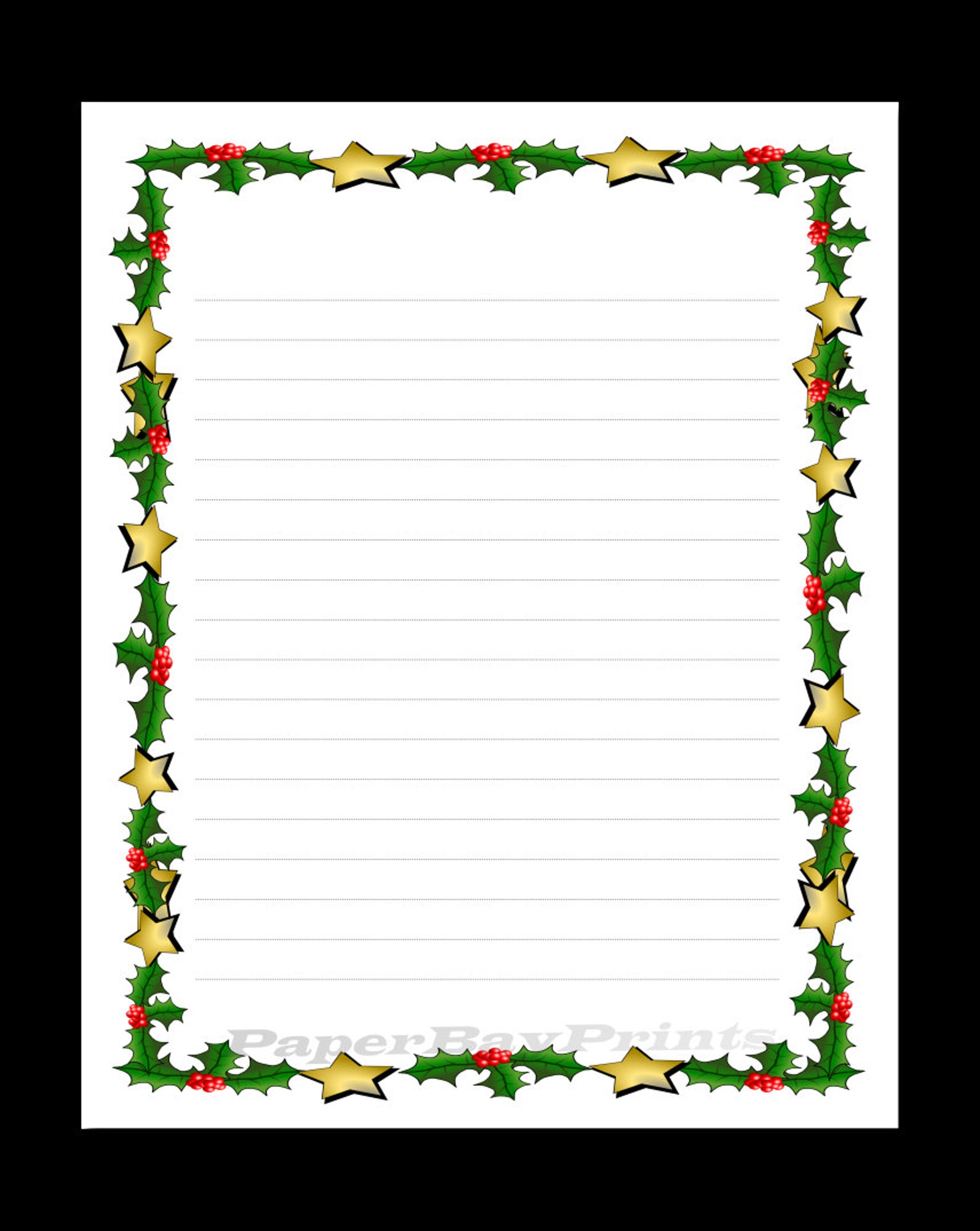Printable Lined Scrapbook Paper With Christmas Border Digital Etsy