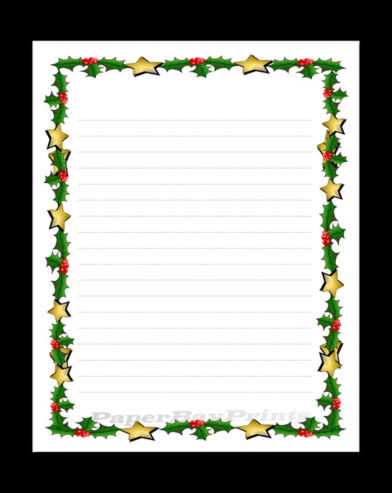 printable lined scrapbook paper with christmas border digital etsy ireland