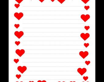 printable heart border writing paper writing paper with etsy hong kong