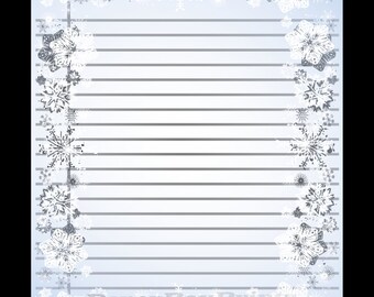 printable lined paper with snowflake border christmas border etsy norway
