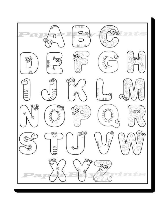 Alphabet Coloring Page for Kids Printable Coloring Page With | Etsy