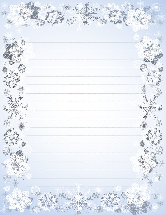 printable lined paper with snowflake border christmas border etsy canada