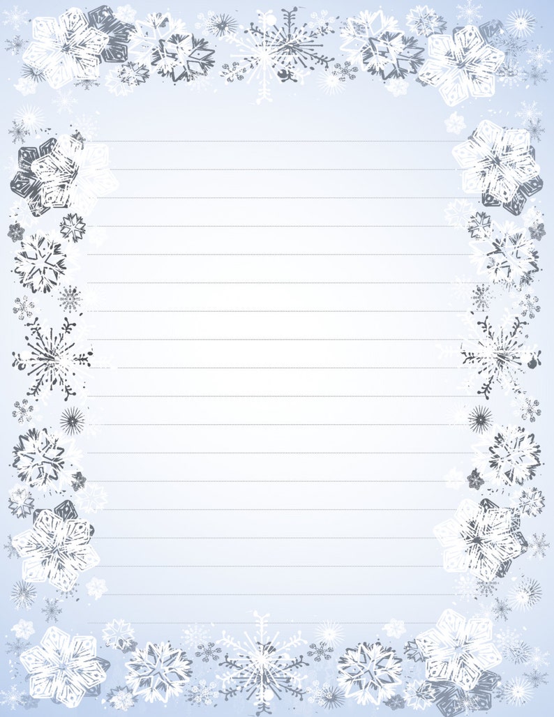 Printable Lined Paper With Snowflake Border Christmas Border Etsy Printable Lined Paper With Snowflake Border Christmas Border Etsy