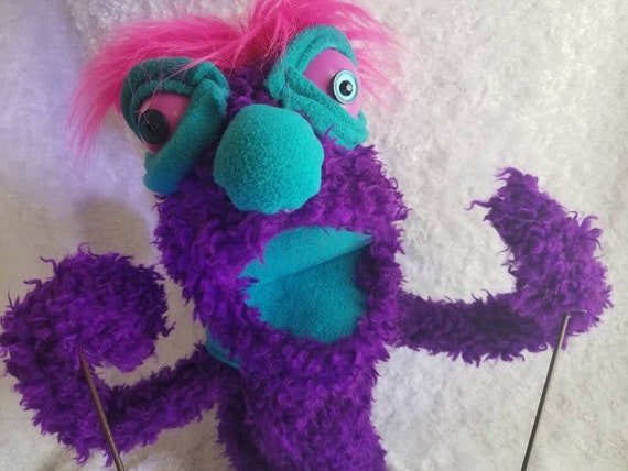 Quirky Purple Teal Puppet Arm Rods Removable Pink Hair Etsy