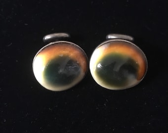 Antichi gemelli vittoriani in argento sterling Operculum eyeball