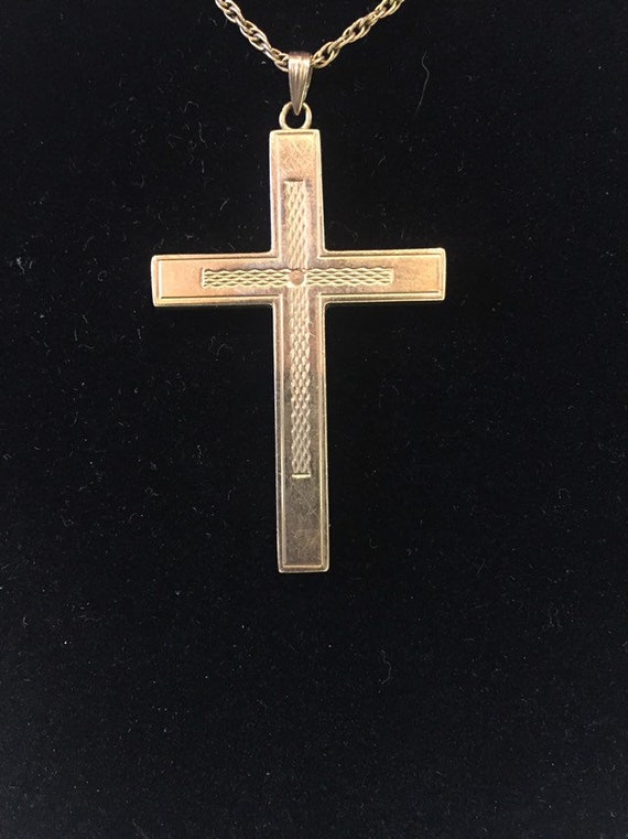 Antique 10k Gold Cross Pendant Art Deco 