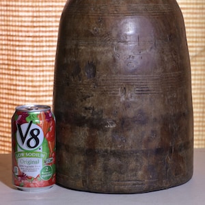 BIG Treenware Storage Jar ~ Treen Old Vintage Turned Wood  Farmhouse Chic Very Large, Rare Primative with Wonderful Patina