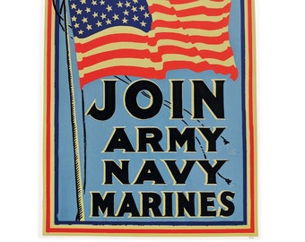 Join the Army Navy Marines Screenprinted Poster