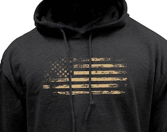 Distressed American Flag Pullover Hoodie